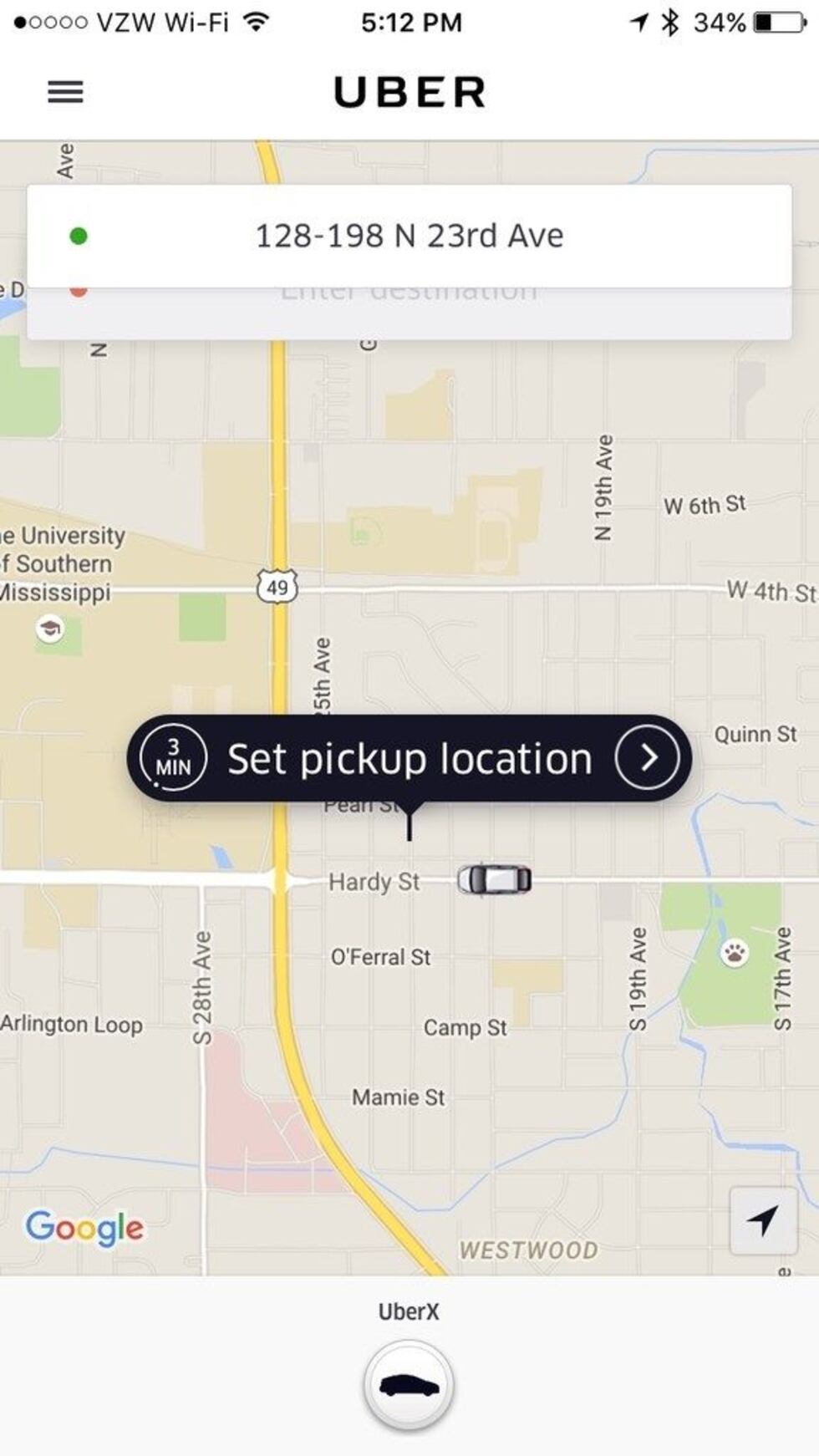 Photo credit: Uber app