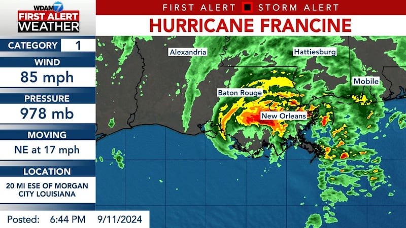NWS 7PM Update: Hurricane Francine already making major impact in Louisiana Hurricane Francine NWS 7PM Update: Hurricane Francine already making major impact in Louisiana