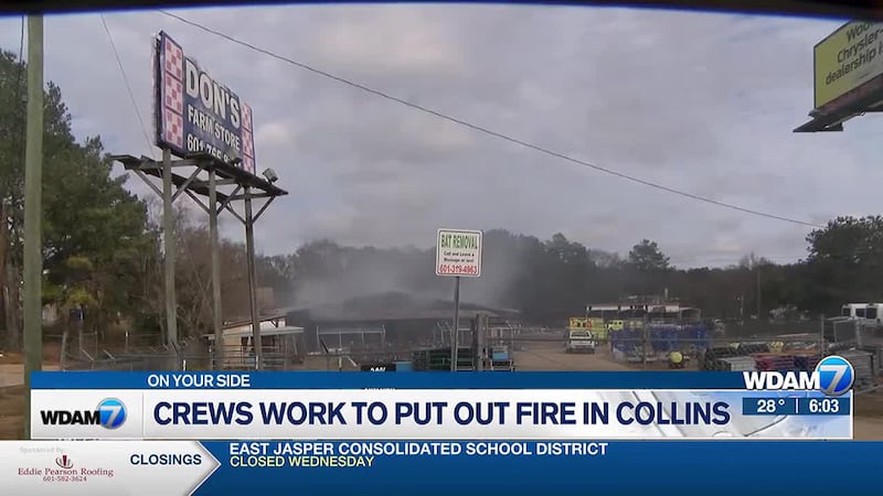 Collins Fire Crews work overnight fire in Collins