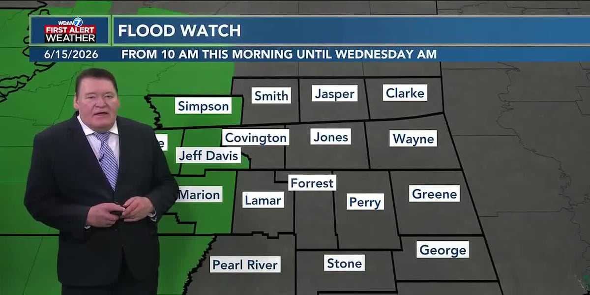 Showers and thunderstorms are likely today, flood watch in effect