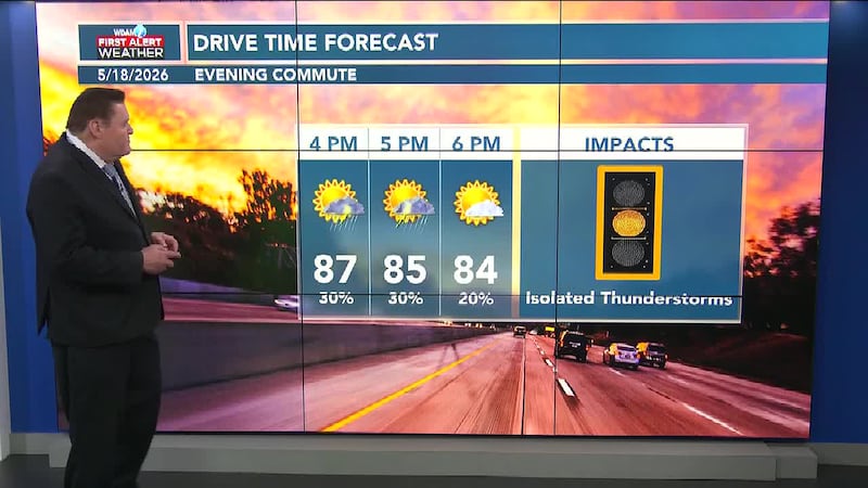 Isolated thunderstorms are expected this afternoon