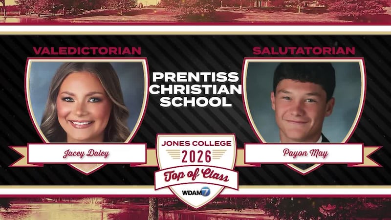 Prentiss Christian School named Jacey Daley as valedictorian and Payton May as salutatorian...